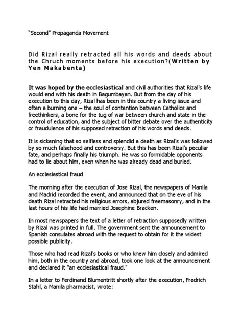 Did Rizal really retracted all his words and deeds about the .